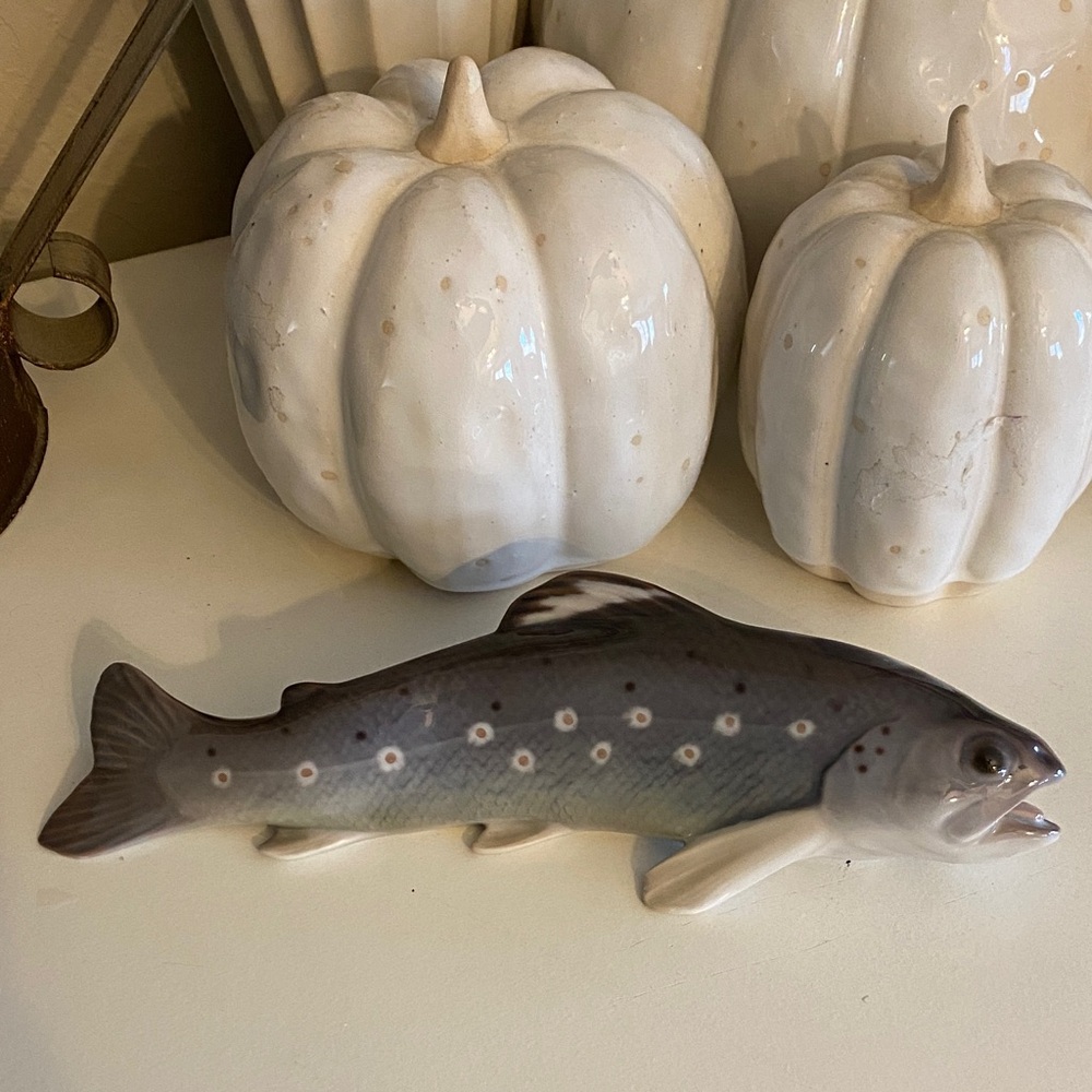Bing & Grøndahl 1803 – Porcelain Trout Figurine. Fish Sculpture Made in Denmark